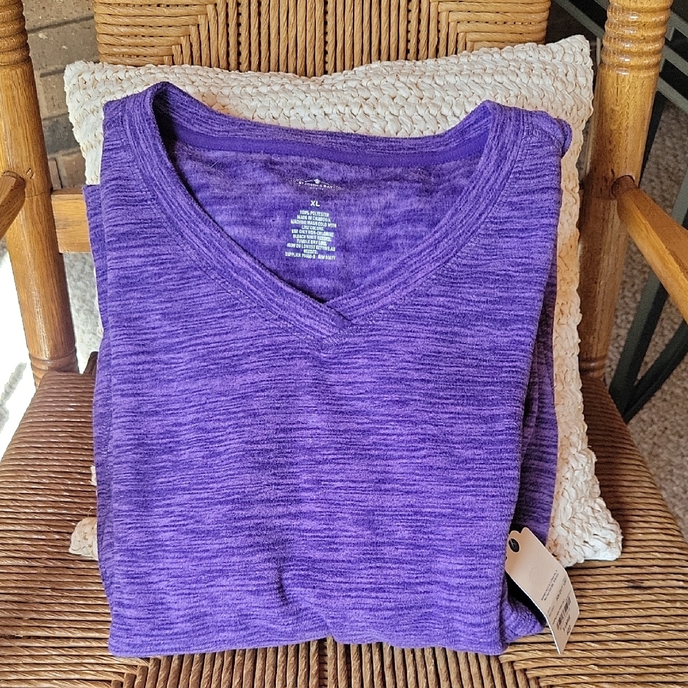 St John's Bay active purple v neck sweatshirt, size XL